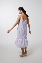 Kryztal Checkered Drop Waist Dress in Lilac