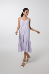 Kryztal Checkered Drop Waist Dress in Lilac