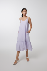 Kryztal Checkered Drop Waist Dress in Lilac