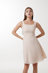 Nicole Textured Skater Dress in Peach