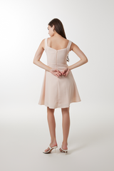 Nicole Textured Skater Dress in Peach