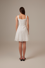 Nicole Textured Skater Dress in White