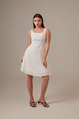 Nicole Textured Skater Dress in White