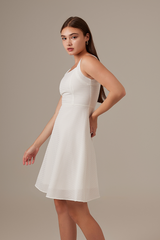 Nicole Textured Skater Dress in White