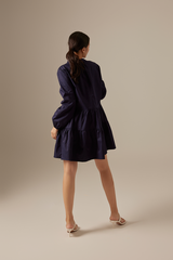 Wadi Tiered Dress in Navy Blue
