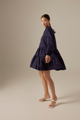 Wadi Tiered Dress in Navy Blue