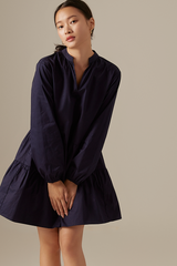 Wadi Tiered Dress in Navy Blue