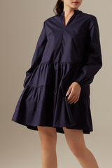 Wadi Tiered Dress in Navy Blue