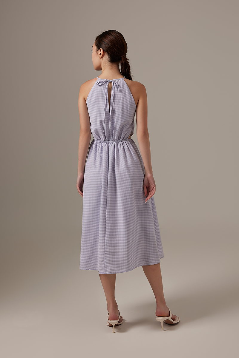 Beth Gingham Midi Dress in Lilac