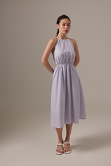 Beth Gingham Midi Dress in Lilac