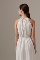 Beth Gingham Midi Dress in White