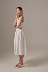 Beth Gingham Midi Dress in White