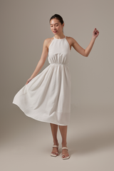 Beth Gingham Midi Dress in White