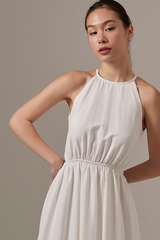 Beth Gingham Midi Dress in White