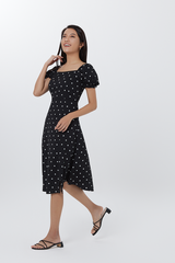 Gia Polka Dotted Dress in Black
