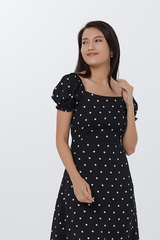 Gia Polka Dotted Dress in Black