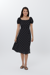 Gia Polka Dotted Dress in Black