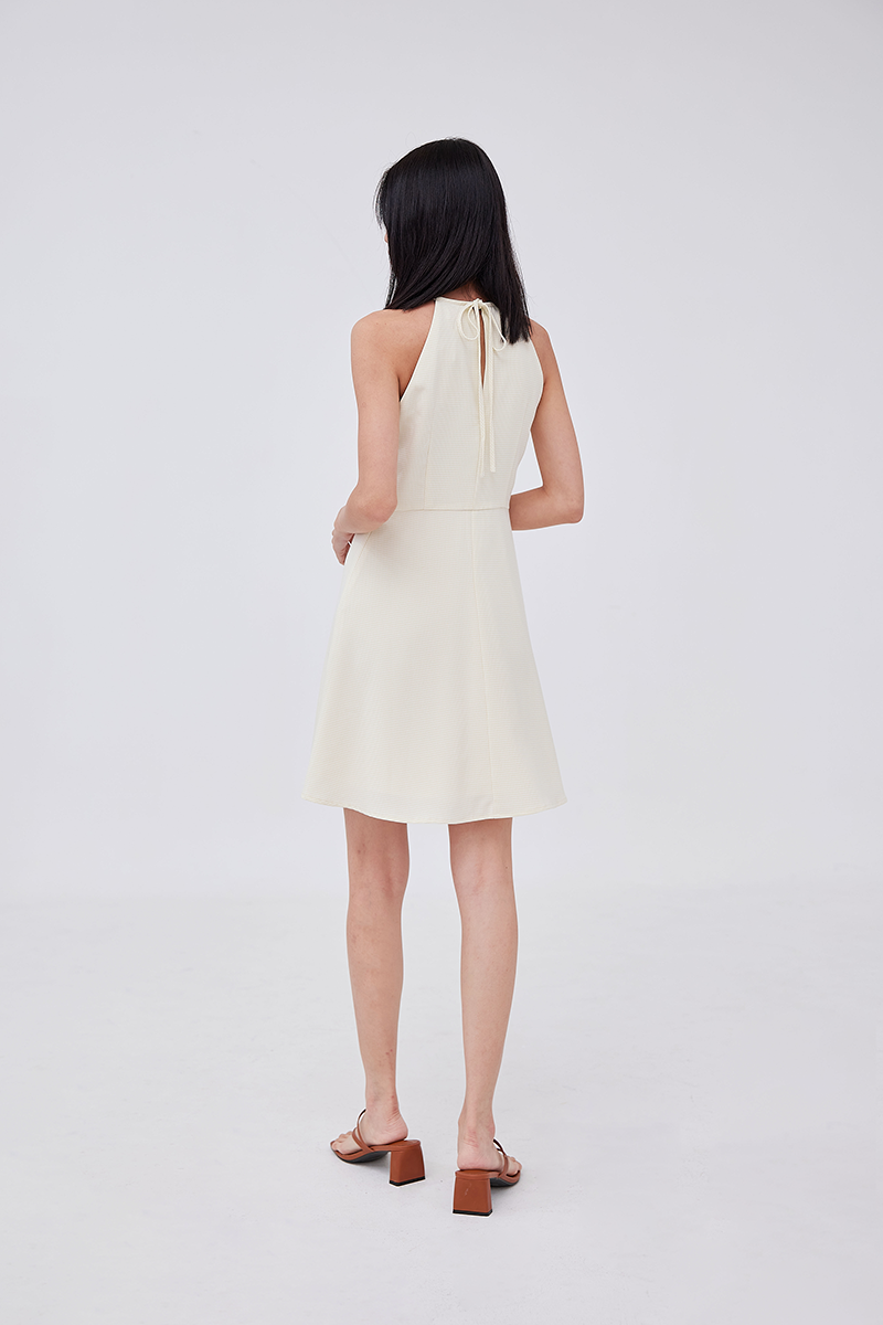 Valencia Halter-Neck Dress in Butter