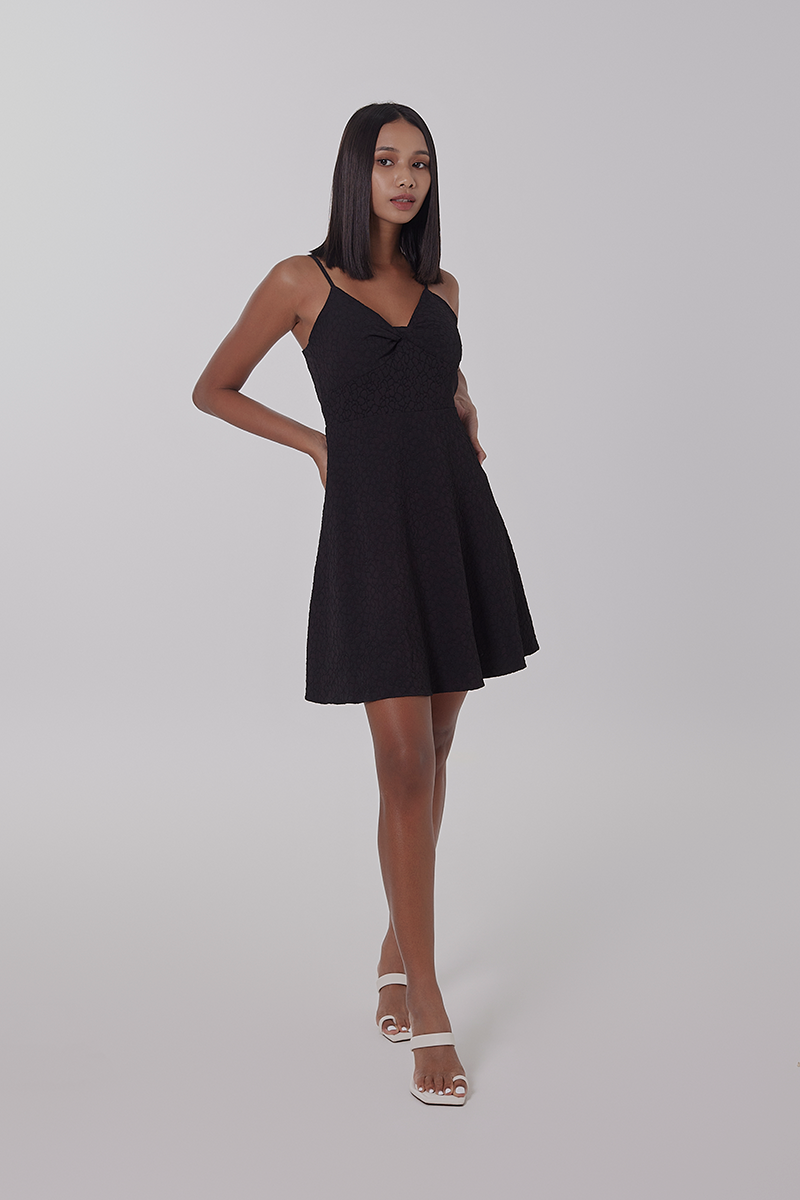 Joan Twist A-line Dress in Black