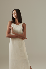 Khloe Side Slit Maxi Dress in Cream