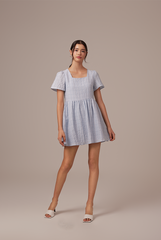 Vera Textured Babydoll Dress in Baby Blue