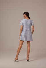 Vera Textured Babydoll Dress in Baby Blue