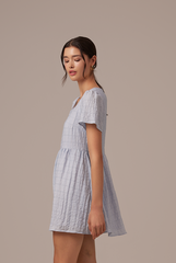Vera Textured Babydoll Dress in Baby Blue