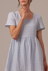 Vera Textured Babydoll Dress in Baby Blue