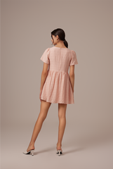 Vera Textured Babydoll Dress in Dusty Pink