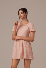 Vera Textured Babydoll Dress in Dusty Pink