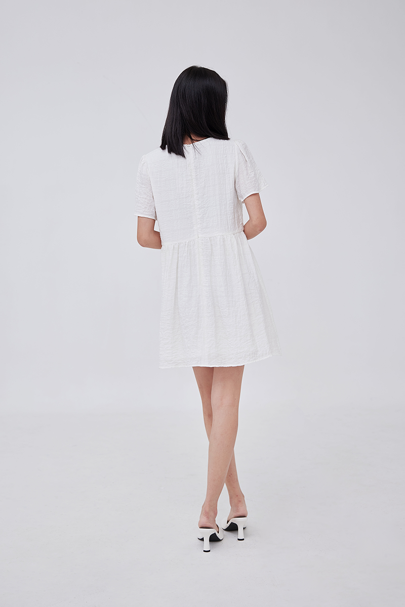 Vera Textured Babydoll Dress in White