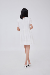 Vera Textured Babydoll Dress in White