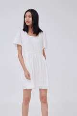Vera Textured Babydoll Dress in White