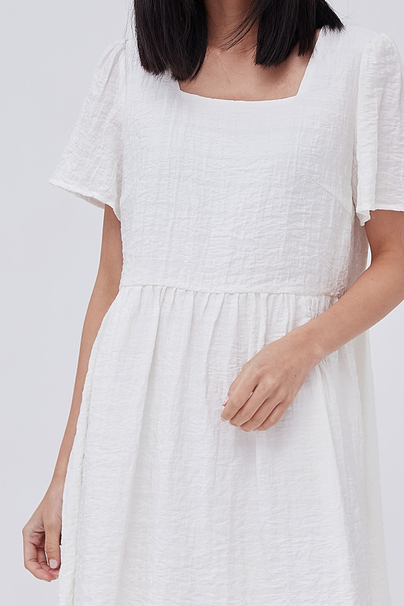 Vera Textured Babydoll Dress in White