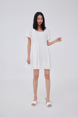 Vera Textured Babydoll Dress in White
