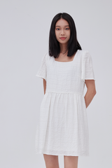 Vera Textured Babydoll Dress in White