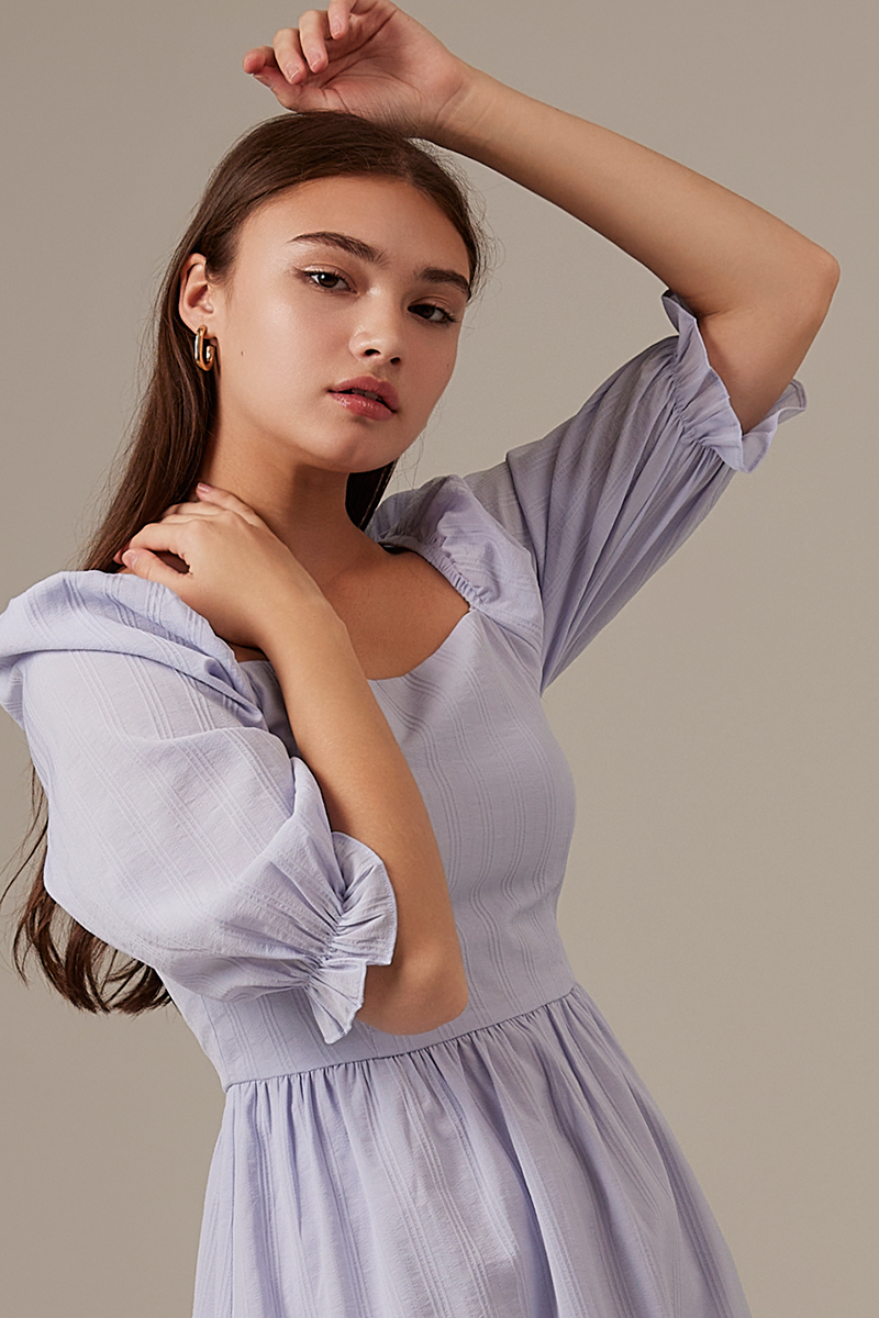 Cammie Puff Sleeve Dress in Baby Blue