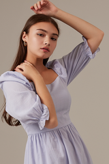 Cammie Puff Sleeve Dress in Baby Blue
