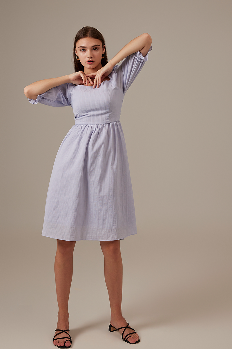 Cammie Puff Sleeve Dress in Baby Blue