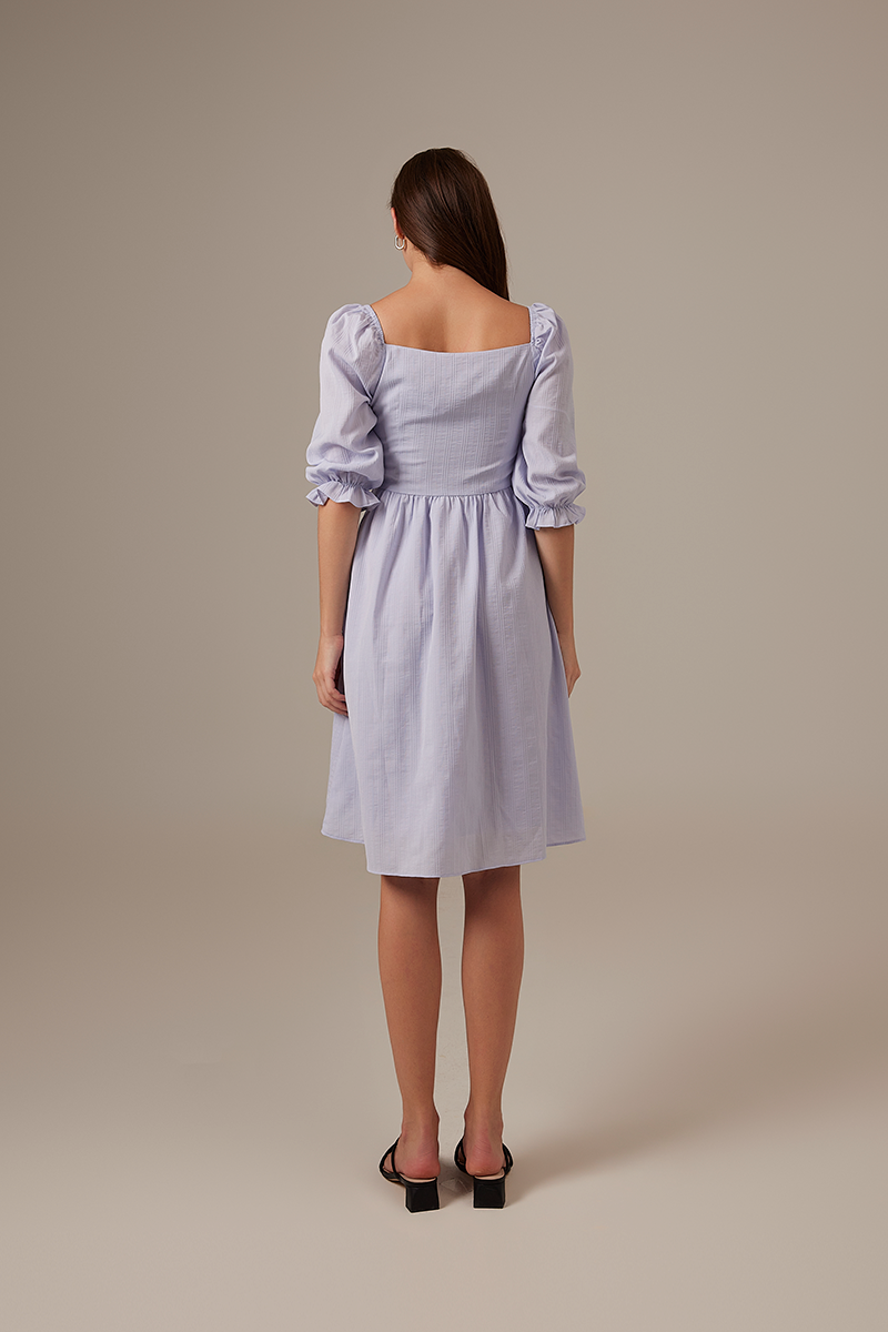 Cammie Puff Sleeve Dress in Baby Blue