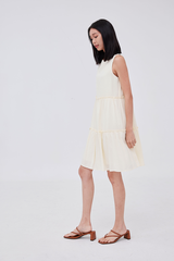 Audrey Ruffle Tiered Dress in Cream