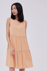Audrey Ruffle Tiered Dress in Melon