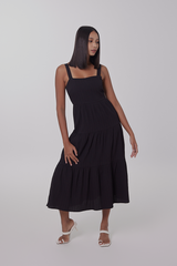 Phyllis Tiered Maxi Dress in Black
