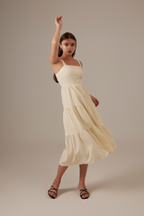 Phyllis Tiered Maxi Dress in Cream