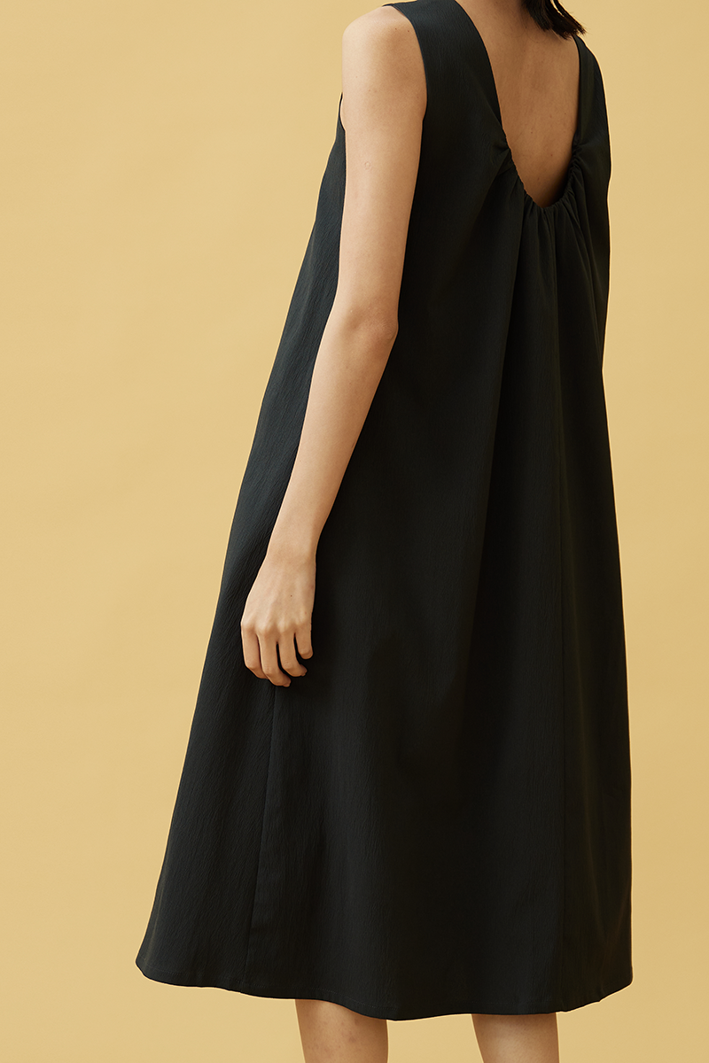 Carmen Scoop Back Dress in Charcoal