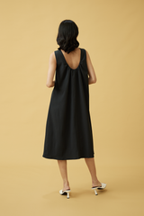 Carmen Scoop Back Dress in Charcoal
