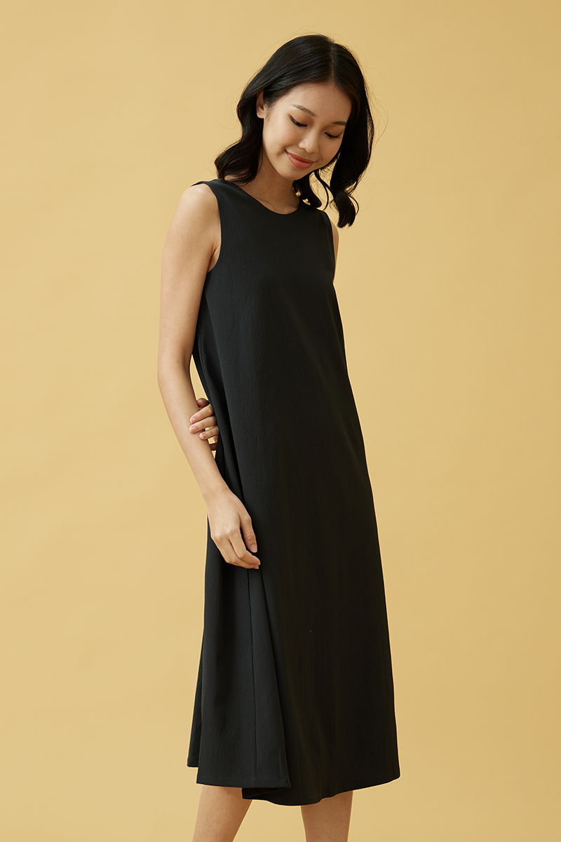 Carmen Scoop Back Dress in Charcoal