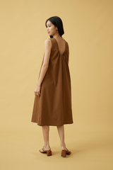 Carmen Scoop Back Dress in Chocolate