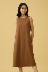 Carmen Scoop Back Dress in Chocolate