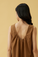 Carmen Scoop Back Dress in Chocolate